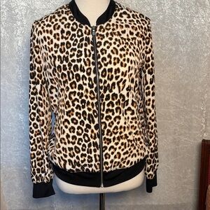 Express Leopard Print zip up lightweight Bomber‎ Jacket Size M